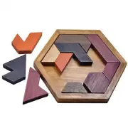Wooden Tangram Puzzle Set Brain Teaser Geometric Block Logic Montessori Toy
