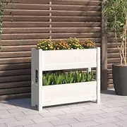 Raised Garden Bed, Elevated Planter Box Plant Container White 77x25x66 cm Solid Wood Pine