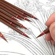 1pc Small Red Hair Hook Line Brush, Chinese Painting Thin Golden Body Calligraphy Student Small Lettering Pen, Leaf Band Sketching Edge Hook Line Pen