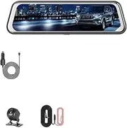Mirror Camera for Car Touch Screen Video Recorder Rearview Mirror Dash Cam Front and Rear Camera Mirror DVR Black Box(Dual Lens 64GB Card)