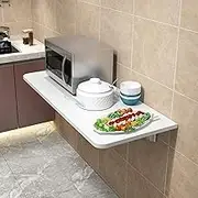 Folding Wall Table for Laundry Room Kitchen Dining Wall Mounted Foldable Workbench for Home Office Convertible Computer Workstations White