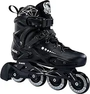 Professional Inline Skates for Men Women, Fitness Roller Skates Adult Male Female, Comfortable Breathable Speed Racing Skates with Washable Lining, Beginner Unisex, Black