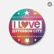 I Love Jefferson City United States Slogan | 4'' X 4'' Round Decorative Magnet