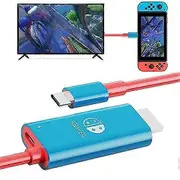 Portable Switch Dock USB Type C to HDMI Conversion Cable for TV Docking Mode Compatible with Nintendo Switch, Steam Deck Blue
