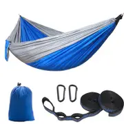 Nevenka Camping Portable Hammocks with 2 Tree Straps for Travel Beach Backyard-DarkGray/Sapphire