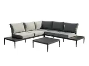 FurnitureOkay Coogee 4-Piece Aluminium Outdoor Modular Lounge Setting - Charcoal