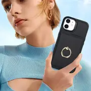 IPhone 13 Mini 5.4 Inch With Card Holder,Military Grade Drop Protection,Durable Shockproof Cover-Black