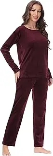 [COZZIPLUS] Women Velour Sweatsuits Sets Lounge Set 2 Piece Sweatsuit Crew Neck Sweatshirt and Sweatpant Velvet Jogging Suit