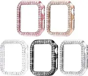 [Surace] 40mm Case Compatible for Apple Watch Case, Bling Frame Protective Case Compatible for iWatch Series 5 Series 4 (5 Packs, Rose Gold/Pink Gold/Black/Silver/Clear-40mm