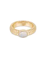 Ettika Flex Ribbed Opal Ring in 18K Gold Plated