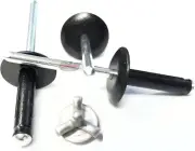 Black Exploding Pop Rivets 3/16" Tri-Fold Large Head Aluminum Mandrel .040 -