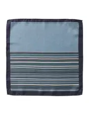 [Gibson] Multi Stripe Silk Pocket Square in Teal