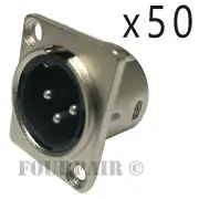 50 Pack Lot XLR 3-Pin Male Panel Mount Chassis Microphone Jack Audio Connector