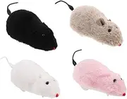 EXAOMBLE 4Pcs Wind Up Plush Mouse Cat Realistic Moving Mouse for Cats Dogs Interactive Pet Play with Rotating Tails for All Ages Party Pranks Safe Plush Design