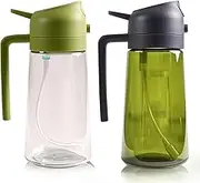 Blocking Light Dark Olive Oil Spray and Pour Bottle for Cooking 16oz/470ml Oil Dispenser for Kitchen 2in1 Dark Green Glass Kitchen Tools & Gadgets for Air Fryer, BBQ