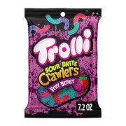 Trolli Sour Brite Crawlers, Candy, Very Berry, Sweet and Sour, Gummy Worms, 7.2