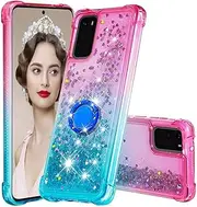 Glitter Phone Case für Galaxy S20 Plus Silicone, Transparent Case with Ring Holder Bling Liquid Cover Bumper Case Scratch Protection Case Anti Yellowing Compatible with Samsung Galaxy S20 Plus/S11