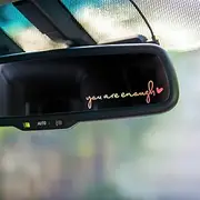 4X You Are Enough Rearview Mirror Decal, Rear View Mirror Sticker Car Window Decals Self Affirmations Vanity Mirror Stickers for Women Water Bottle Laptop Bumper Car Accessories Gifts (Colorful)