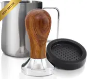 51mm Espresso Tamper with Dalbergia Handle, Frothing Pitcher, Mat, Fits Delonghi