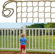 Child Safety Net Protection Rope Net Safety Netting for Stairs Railing Balcony Cat Net Knotless Polyester Playground Safety Net Fence Net Brown(3X3m)