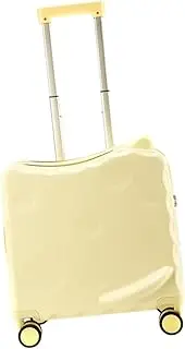 [AsrMyjcx] Kids Ride on Suitcase Travel Luggage with Wheels Travel Case Portable 18" Gift Cartoon Trips Rolling Suitcase Trolley Luggage, Yellow