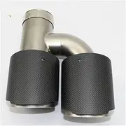 Car styling Modified exhaust Tip muffler tail throat 304 stainless steel and carbon fiber double outlet tail Tip(SKY BLUE)