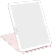 WEILY Portable Travel Makeup Mirror with 72 LED Lights, Touch Screen Three Colors Dimmable Lighted Makeup Mirror, 2000 mAh USB Rechargeable Lighted Vanity Mirror,Compact Foldable Travel Mirror