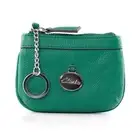 Clarks Shoes Leather Coin Purse/Mini Wallet in color Midori. Silver zipper and C