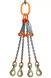 Chain Sling 1/2 x 5' Quad Leg Swivel Positive Lock Hooks Adjusters Grade 80