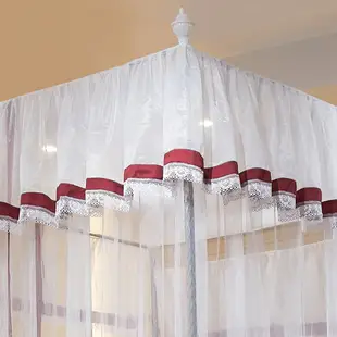 宮廷落地蚊帳帶支架家用1.8m床1.5公主風2米紋賬歐式紋帳床幔2.2