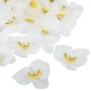 20Pcs 3.9" Artificial Silk Butterfly Orchid Flower Heads for DIY, White