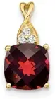 10K Yellow Gold Checkerboard Garnet and Diamond Pendant