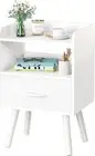 Set of 2 Mid-Century Nightstands Modern Bedside Tables Drawer Shelf