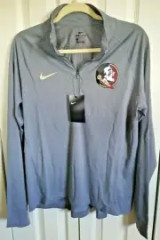 Nike DriFit Gray Seminole Women' Slim Fit 1/4 Zip Activewear Top Large NWT $70RV