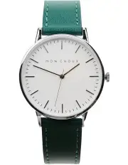 [Mon Choux] Classic Vine Grape Vegan Leather Watch 38mm in Silver