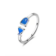 3PCS Copper Woman Fashion Jewelry Blue Fish Ring Adjustable Size Open Ring