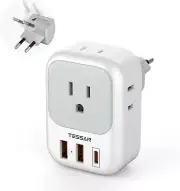 European Travel Plug Adapter USB type C TESSAN Plug Adapter with 4 AC