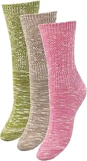 [1SOCK2SOCK] Women's Warm Winter Cotton Socks Multi-Pack Thick And Cozy Outdoor Trail Hiking Socks Crew Length