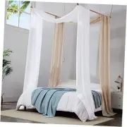 Pair of 2 Chiffon Brown Canopy 2 Canopy Bed Curtains: 35" x 288" White & Nude