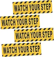 LOORGVEL 4pcs Anti- Warning Sticker Floor Safety Tape Watch Your Step Caution Adhesive for Stairs Wet Floors High Visibility Reminder Use