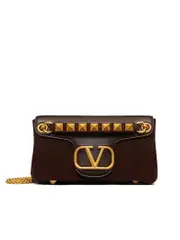 Valentino Garavani Stud Sign Nappa and Suede Shoulder Bag