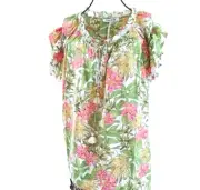 NWT Anthropologie Sleeveless with Ruffle Top Mixed Floral Prints Notch Neck XL