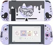 GeekShare Protective Case for Switch Anti-Scratch Slim Cover Case Separable Soft Silicone Protective Shell for game console with 2 Thumb Grip Caps- Cherry Pop