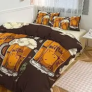 GHBNK Quilt Set 3-Piece - Ultra-Soft Thickened Bedding Set, Beer Bedspread + 2 Pillowcases, Lightweight Double-Sided Quilt Cover for Home/Hotel/Gifts 102"x90"