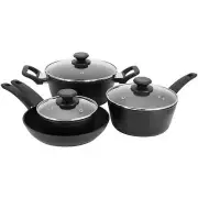 Oster Connelly 7 Piece Textured Nonstick Aluminum Cookware Set in Black