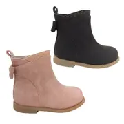 Grosby Bambi Girls Shoes Boots Ankle Bow Detail Zip Side Sparkle Trim