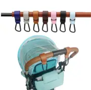 2Pcs Brown Leather Baby Bag Stroller Hook Pram Rotate 360 Degree Rotatable Hooks