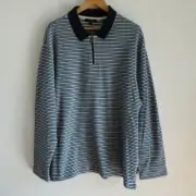 Ted Baker Polo Shirt Men's Size 2XL Ted Size 6 Blue Beer Textured Long Sleeve