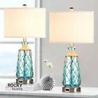 25.5" Coastal Glass Table Lamps Set of 2, 3-Way Dimmable Touch Control Bedside L