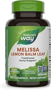 Nature's Way Premium Herbal Melissa Lemon Balm Leaf 500 mg per capsule, 100 VCaps (Packaging May Vary)
